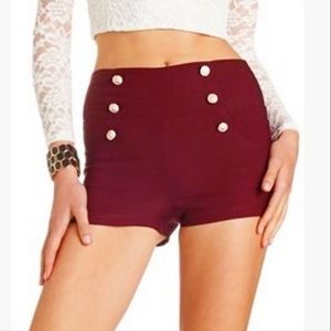 Red Crimson Sailor Shorts with Buttons